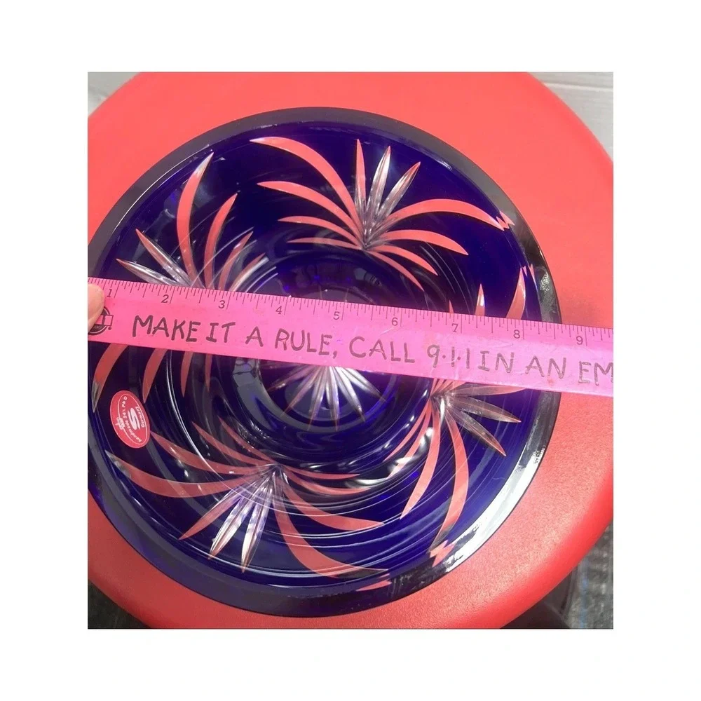 SCHONBORNER BLEIKRISTALL 24% CRYSTAL HAND MADE COBALT BLUE BOWL‎ 4